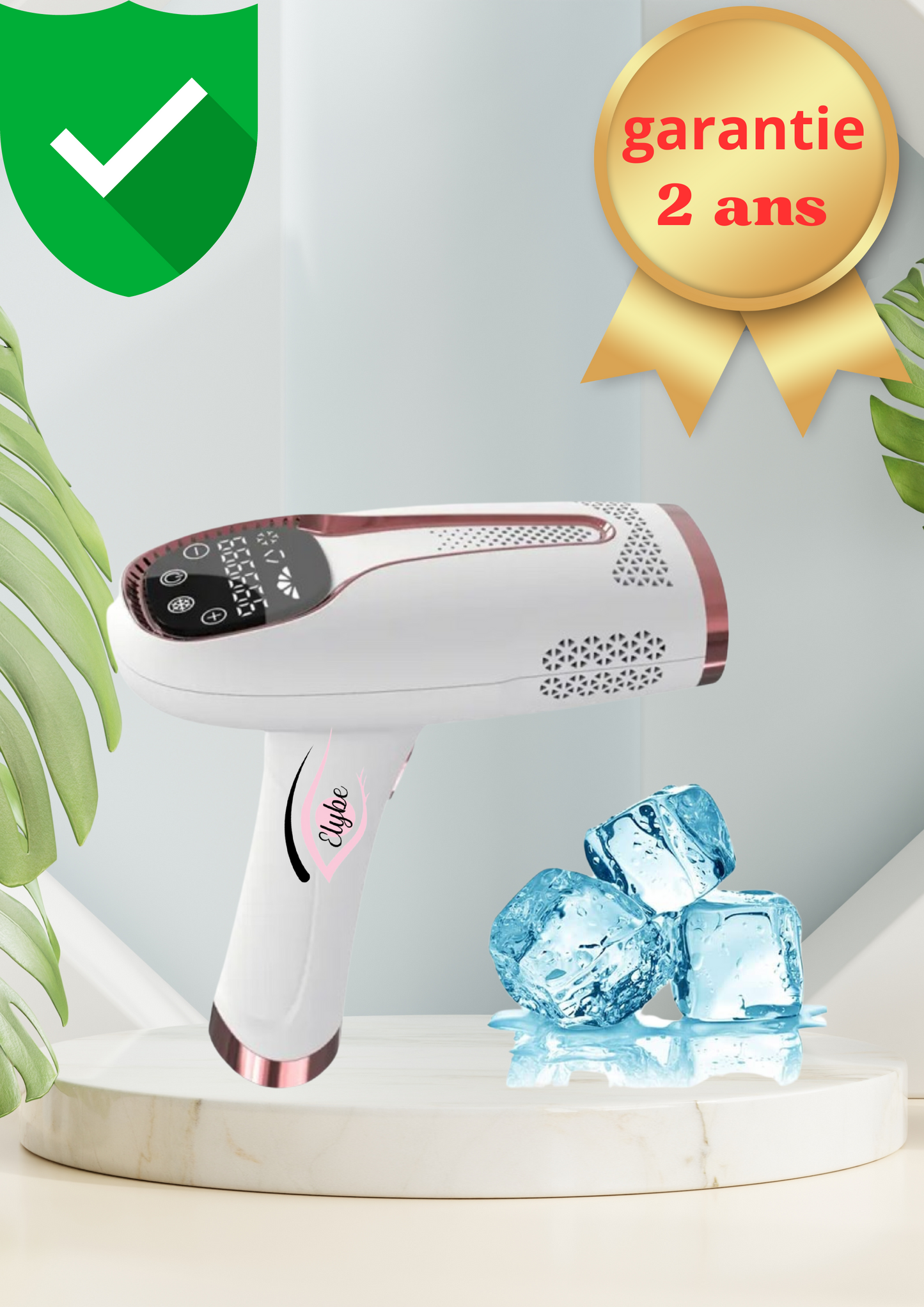 Elybe. épilateur Elybe Épilateur lumière pulsée avec fonction glace et mode automatique