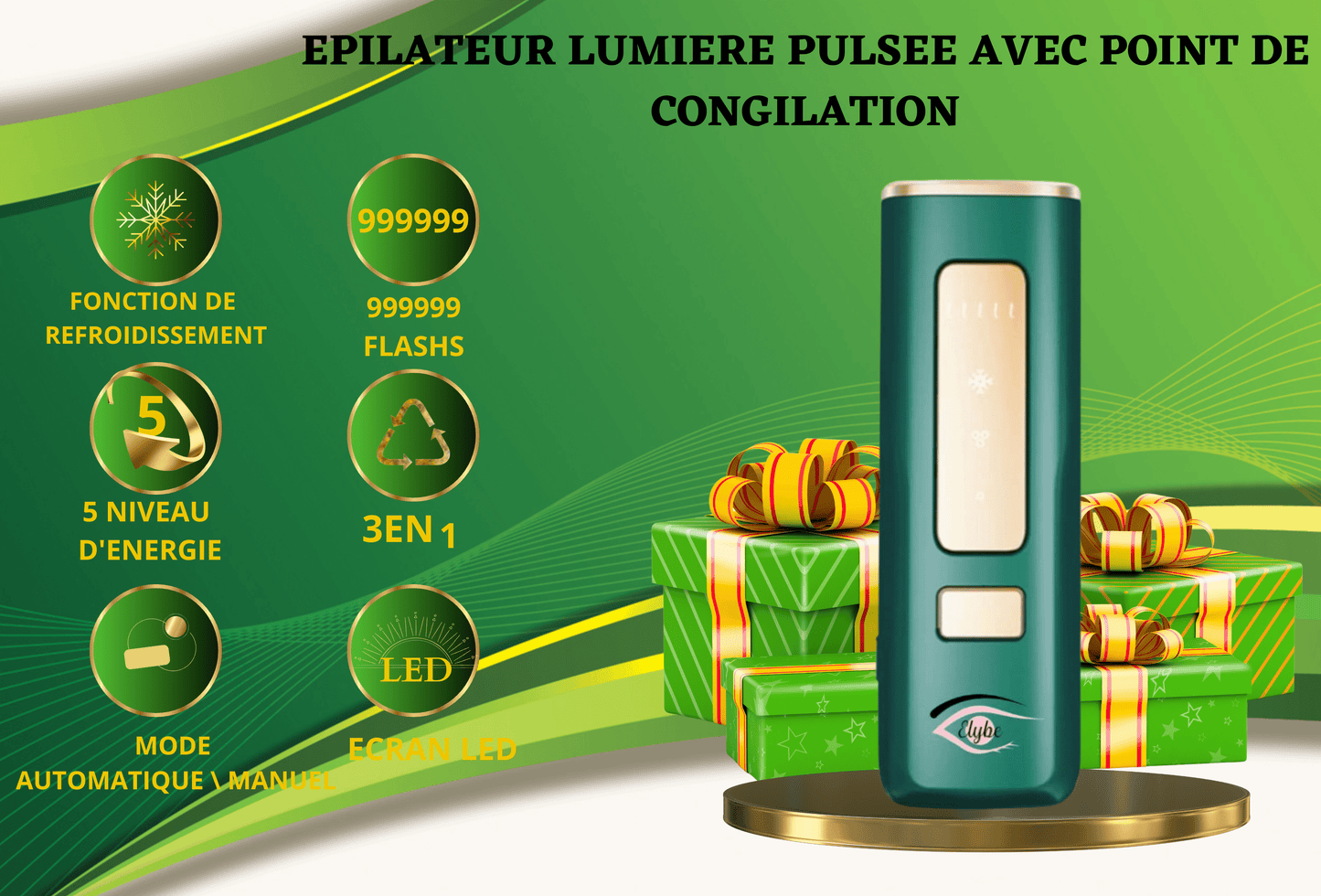 Elybe. ELYBE Epilateur laser 2023 lumière pulsée épilateur pour femme et homme Epilateur électrique visage/corps/Aisselles/Maillot Epilateur sans douleur Epilateur pour tout le corps sacoche et Ebook offert