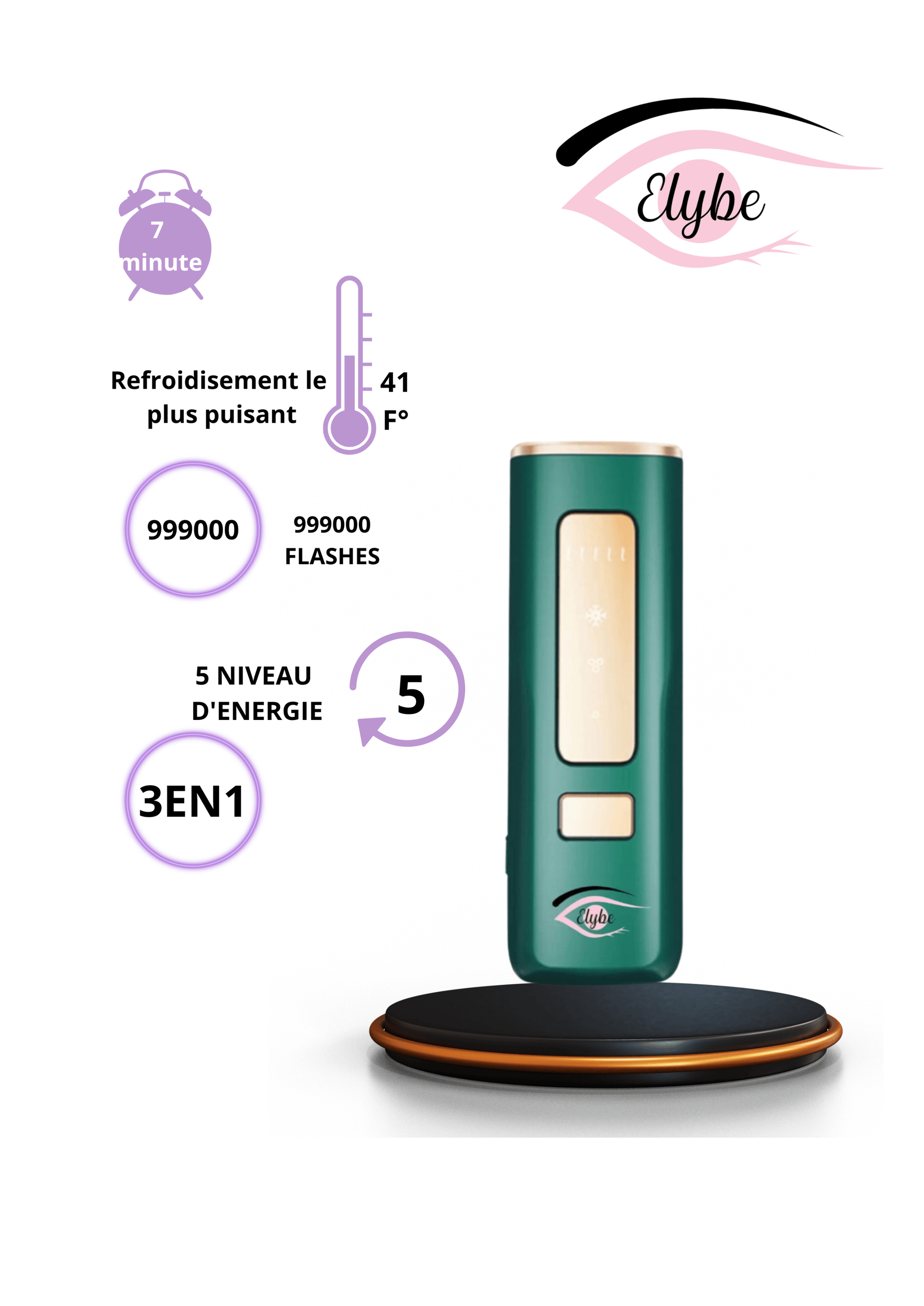 Elybe. ELYBE Epilateur laser 2023 lumière pulsée épilateur pour femme et homme Epilateur électrique visage/corps/Aisselles/Maillot Epilateur sans douleur Epilateur pour tout le corps sacoche et Ebook offert