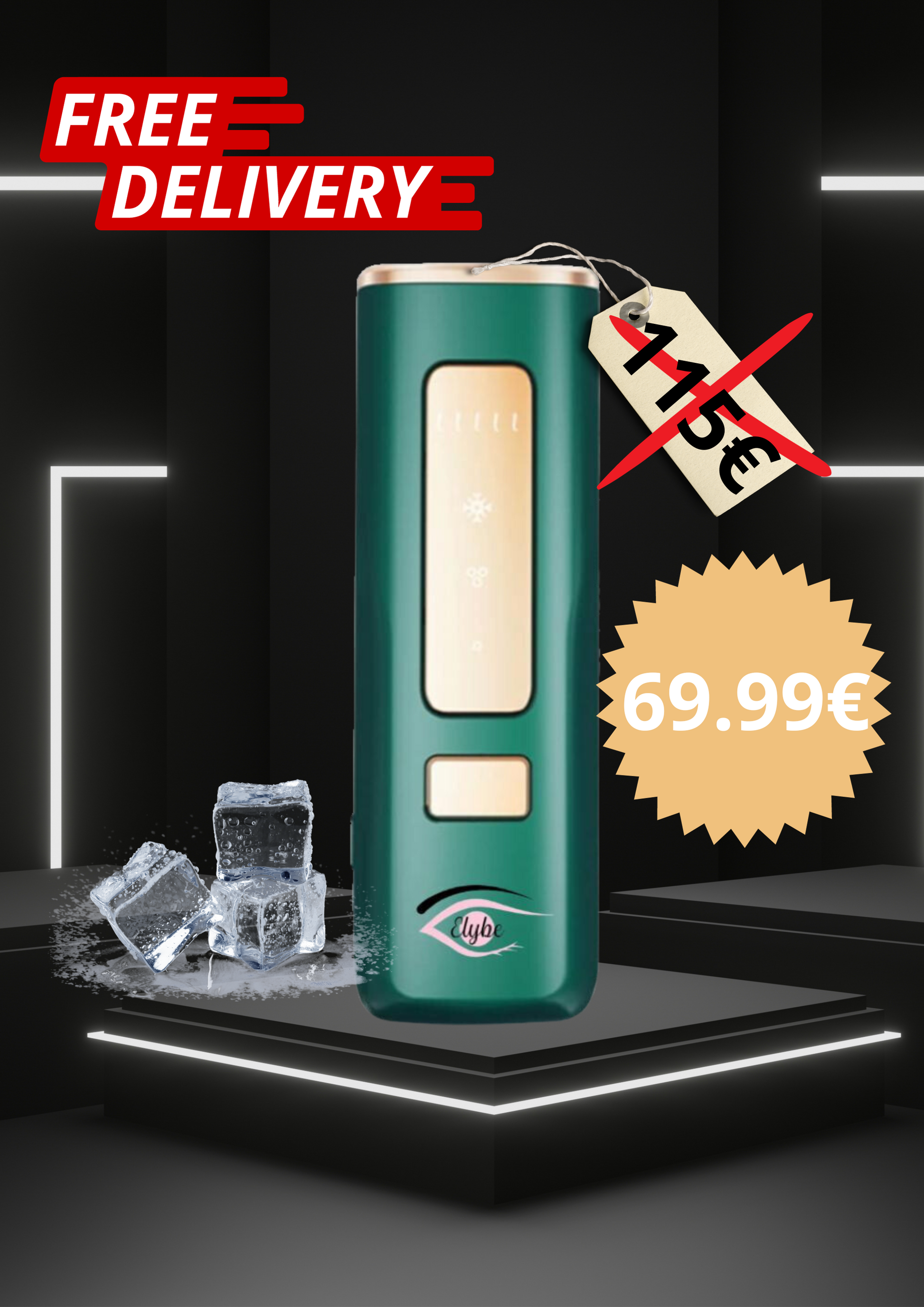 Elybe. épilateur ELYBE Epilateur laser 2023 lumière pulsée épilateur pour femme et homme Epilateur électrique visage/corps/Aisselles/Maillot Epilateur sans douleur Epilateur pour tout le corps sacoche et Ebook offert