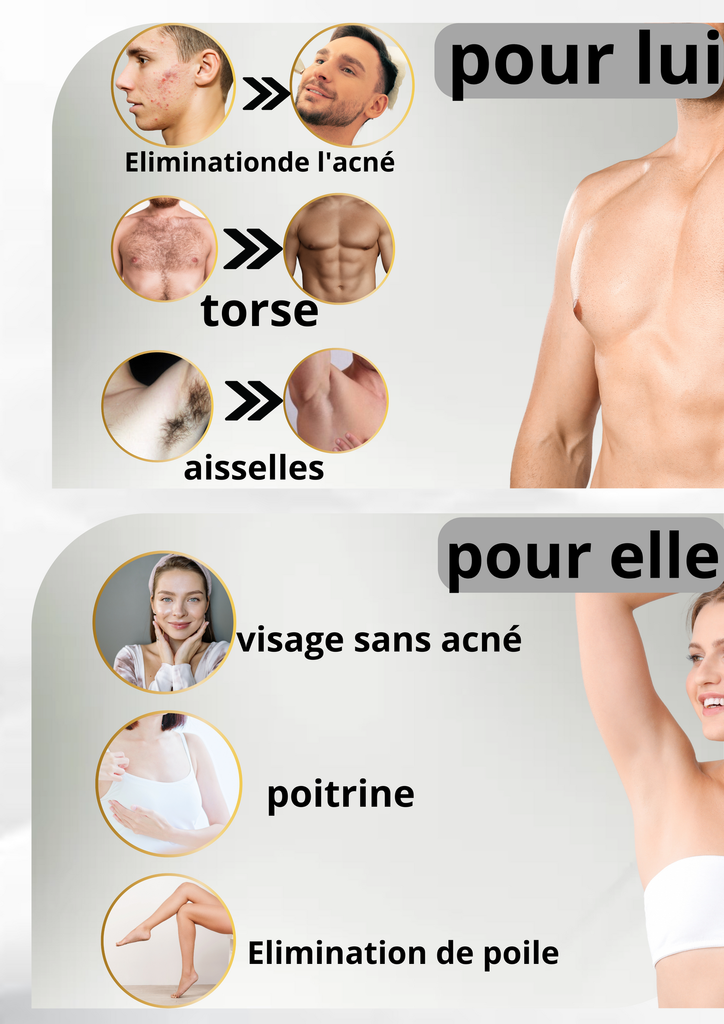 Elybe Épilateur  lumière pulsée avec fonction glace et mode automatique